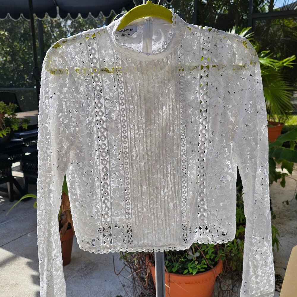 White Lace Long Sleeve Top